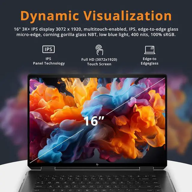 Alt view image 4 of 7 - HP Spectre x360 16" 3K+ 2-in-1 Touch Laptop, Intel i7-13700H, 16GB RAM, 1.16TB Storage(1TB SSD+160GB Docking Station Set), Backlit KB, Fingerprint, Privacy Cam, Stylus Pen & Sleeve, Win 11 Home, Black