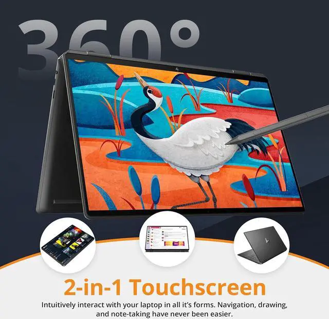 Alt view image 5 of 7 - HP Spectre x360 16" 3K+ 2-in-1 Touch Laptop, Intel i7-13700H, 16GB RAM, 1.16TB Storage(1TB SSD+160GB Docking Station Set), Backlit KB, Fingerprint, Privacy Cam, Stylus Pen & Sleeve, Win 11 Home, Black