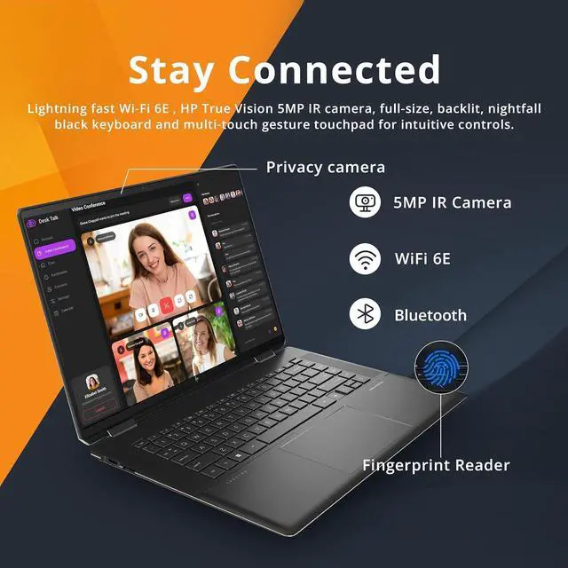 Alt view image 6 of 7 - HP Spectre x360 16" 3K+ 2-in-1 Touch Laptop, Intel i7-13700H, 16GB RAM, 1.16TB Storage(1TB SSD+160GB Docking Station Set), Backlit KB, Fingerprint, Privacy Cam, Stylus Pen & Sleeve, Win 11 Home, Black