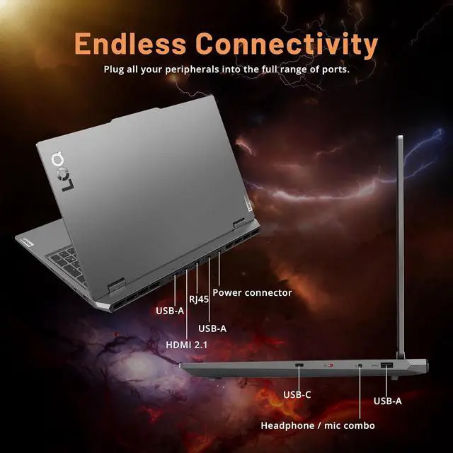 Alt view image 7 of 7 - Lenovo LOQ 15.6" FHD 144Hz Gaming Laptop, AMD Ryzen 7 7435HS, 16GB DDR5, 512GB SSD, NVIDIA GeForce RTX 4070, Backlit Keyboard, HD Webcam, Wi-Fi 6, Win 11 Pro, Luna Grey, 256GB Docking Station Set