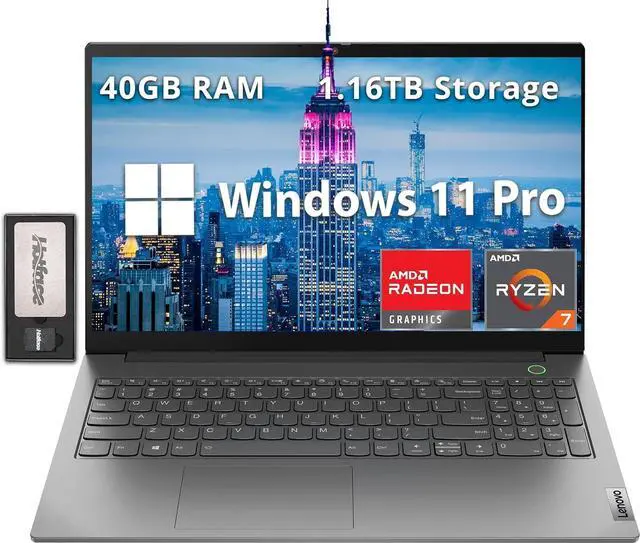 Main image of Lenovo ThinkBook 15 Gen 4 15.6" FHD Laptop, AMD Ryzen 7 5825U, 40GB RAM, 1.16TB Storage (1TB SSD+160GB Docking Station Set), AMD Radeon Graphics, Backlit Keyboard,Webcam, Windows 11 Pro, Mineral Gray