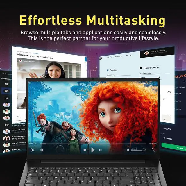 Alt view image 5 of 6 - ASUS Chromebook CM1402 14" FHD Laptop, MediaTek Kompanio 520, 4GB LPDDR4X, 64GB eMMC, HD Webcam, WiFi 6, Bluetooth, Chrome OS, Gravity Gray, 128GB Hotface USB Card