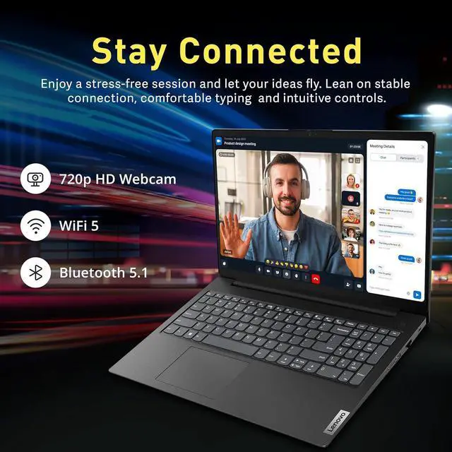 Alt view image 5 of 6 - Lenovo V15 Gen 4 15.6" FHD Business Laptop, Intel i5-13420H, 40GB RAM, 1.28TB Storage (1TB SSD+288GB Docking Station Set), Intel UHD Graphics, Webcam, Num Pad, Wi-Fi 5, Bluetooth, Win 11 Pro, Black