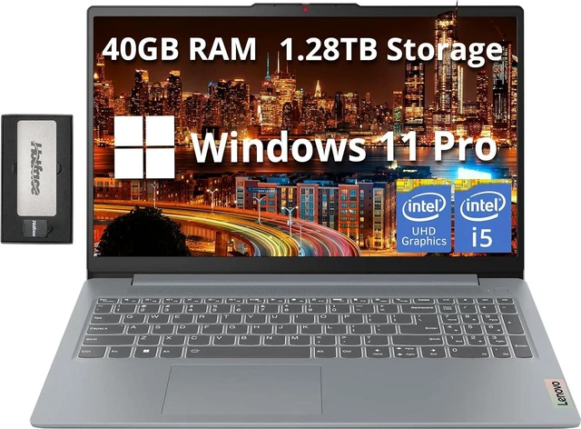Main image of Lenovo IdeaPad Slim 3 Laptop, 15.6" FHD Display, Intel i5-13420H Processor, 40GB DDR5, 1.28TB Storage(1TB SSD+288GB Docking Station Set), Intel UHD Graphics, HD Webcam, Wi-Fi 6, Windows 11 Pro, Gray