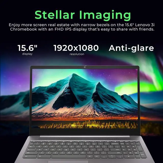 Alt view image 5 of 7 - Lenovo Ideapad 3 15.6" FHD Chromebook, Intel Celeron N4500, 4GB RAM, 224GB Storage (64GB SSD+160GB Docking Station Set), Intel UHD Graphics, Full Size Keyboard, Chrome OS, Artic Gray
