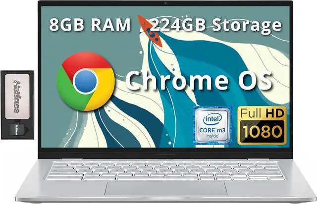 Main image of ASUS 14" FHD Chromebook Laptop, Intel M3-8100Y Processor, 8GB RAM, 224GB Storage (64GB SSD+ 160GB Docking Station Set), Intel HD Graphics, Backlit Keyboard, HD Webcam, Chrome OS, Silver
