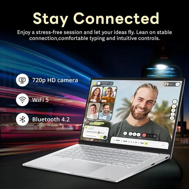 Alt view image 5 of 7 - ASUS 14" FHD Chromebook Laptop, Intel M3-8100Y Processor, 8GB RAM, 224GB Storage (64GB SSD+ 160GB Docking Station Set), Intel HD Graphics, Backlit Keyboard, HD Webcam, Chrome OS, Silver