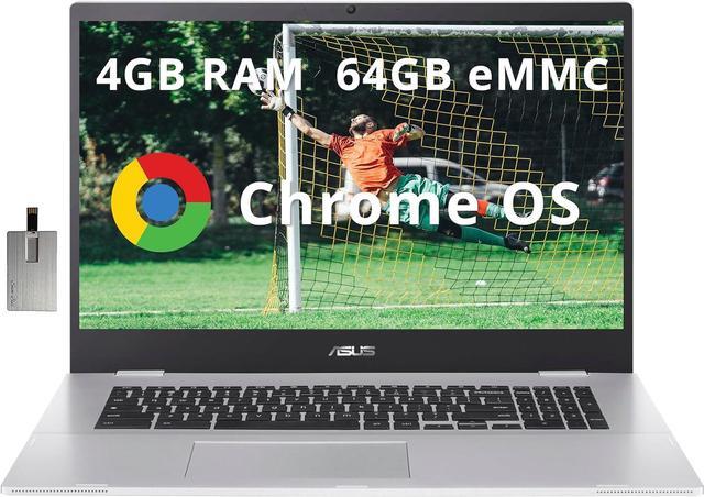 Main image of ASUS Chromebook CX1700CK 17.3" FHD Laptop, Intel Celeron N4500, 4GB LPDDR4X RAM, 64GB eMMC Storage, Intel UHD Graphics, 720p Webcam, Wi-Fi 6, Bluetooth, Silver, Chrome OS, 128GB Hotface USB Card