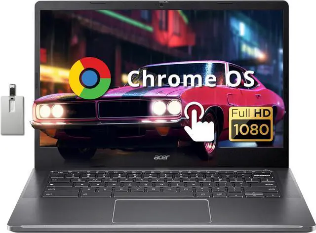 Main image of Acer Chromebook Plus 14" FHD Touchscreen Laptop, Intel i3-N305 Processor, 8GB RAM, 640GB Storage (512GB SSD+128GB USB Card), Intel UHD Graphics, 1080P Webcam, Chrome OS, Gray