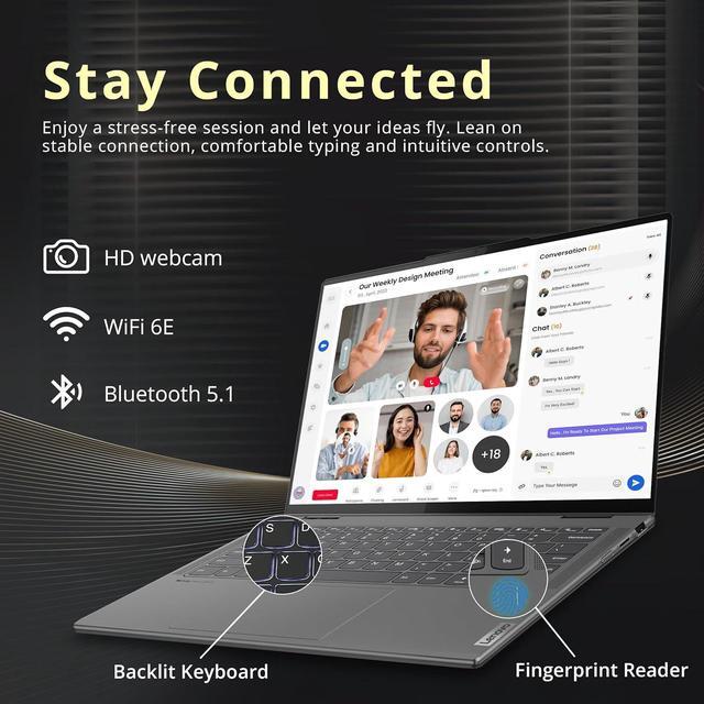 Alt view image 6 of 7 - Lenovo Yoga 7i 14" 2K Touchscreen 2-in-1 Laptop, Intel Ultra 5 125U, 16GB RAM, 672GB Storage(512GB SSD+160GB Docking Station Set), Backlit KB, Privacy Camera, Wi-Fi 6E, Fingerprint, Win 11 Home, Gray