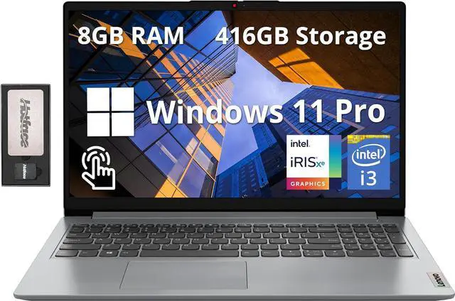 Main image of Lenovo Ideapad 1i 15.6" FHD Touchscreen Laptop, Intel i3-1215U, 8GB RAM, 416GB Storage(256GB SSD+160GB Docking Station Set), Intel UHD Graphics, Numeric Keypad, Win11 Pro, Gray