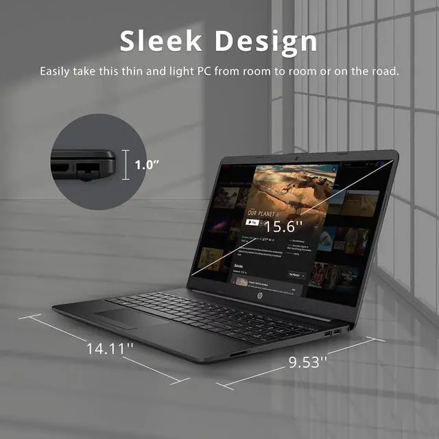 Alt view image 6 of 7 - HP 15.6 HD Student Laptop, Intel Pentium Silver N5030, 8GB RAM, 256GB SSD, Intel UHD Graphics, HD Webcam, Numpad, Wi-Fi 5, Bluetooth, 1 Year Office 365, Win 11, Black, 32GB USB Card