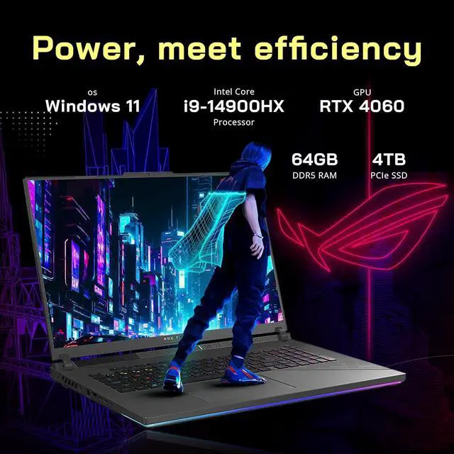 Alt view image 3 of 7 - ASUS ROG Strix G18 18" 240Hz QHD Gaming Laptop, Intel i9 14900HX, 64GB RAM, 4TB PCIe SSD, RGB Backlit Keyboard, NVIDIA GeForce RTX 4060 8GB, Wi-Fi 6E, Windows 11, Gray, 256GB Docking Station Set