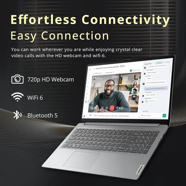 Alt view image 5 of 7 - Lenovo IdeaPad 1i 15.6" FHD Business Laptop, Intel i5-1235U, 16GB RAM, 1.28TB Storage (1TB SSD+288GB Docking Station Set), Intel Iris Xe Graphics, Number Pad, HD Camera, WiFi 6, Win 11 Home, Gray