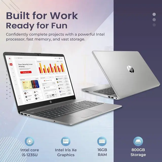 Alt view image 3 of 7 - HP 250 G9 15.6" FHD Anti-glare Laptop, Intel i5-1235U, 16GB RAM, 800GB Storage(512GB SSD+288GB Docking Station Set), Intel Iris Xe Graphics, 1 Year Office 365, Webcam, Wi-Fi 6, Win 11 Pro, Silver
