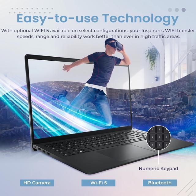 Alt view image 3 of 7 - Dell Inspiron 15 3520 15.6" FHD Touch Laptop, Intel i7-1255U, 64GB RAM, 2TB PCIe SSD, Intel Iris Xe Graphics, Num Pad, Camera, WiFi, HDMI, Black, Win 11 Pro