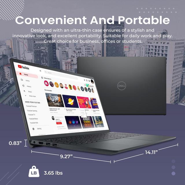 Alt view image 4 of 7 - Dell Inspiron 15 3520 15.6" FHD Touch Laptop, Intel i7-1255U, 64GB RAM, 2TB PCIe SSD, Intel Iris Xe Graphics, Num Pad, Camera, WiFi, HDMI, Black, Win 11 Pro