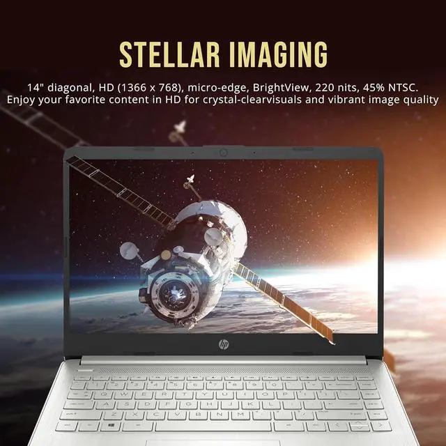 Alt view image 4 of 7 - HP Stream 14" HD BrightView Laptop, Intel Celeron N4120, 16GB RAM, 416GB Storage (128GB eMMC + 288GB Docking Station Set), Intel UHD Graphics, 720p Camera, Wi-Fi, 1 Year Office 365, Win 11 S, Silver