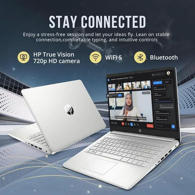 Alt view image 6 of 7 - HP Stream 14" HD BrightView Laptop, Intel Celeron N4120, 16GB RAM, 416GB Storage (128GB eMMC + 288GB Docking Station Set), Intel UHD Graphics, 720p Camera, Wi-Fi, 1 Year Office 365, Win 11 S, Silver