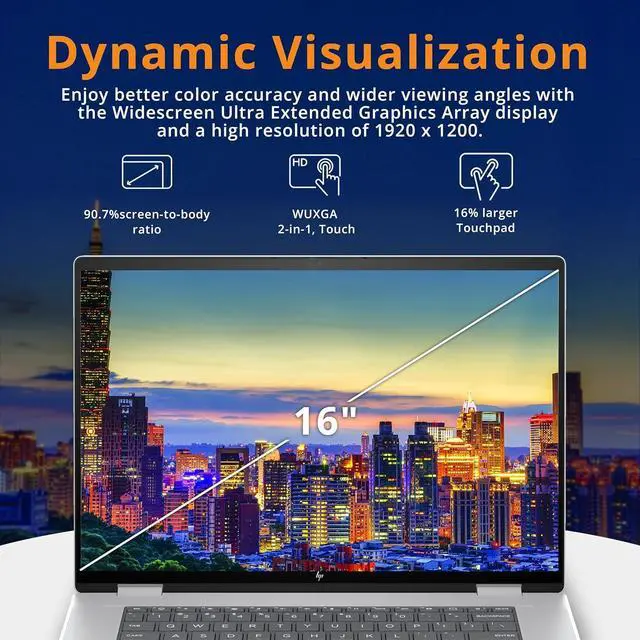 Alt view image 4 of 7 - HP Envy x360 2-in-1 16" WUXGA Touchscreen Laptop, Intel Ultra 7 155U, 16GB LPDDR5, 1.28TB Storage(1TB SSD+288GB Docking Station Set), Backlit Keyboard, Privacy Camera, Wi-Fi 6E, Win 11 Home, Silver