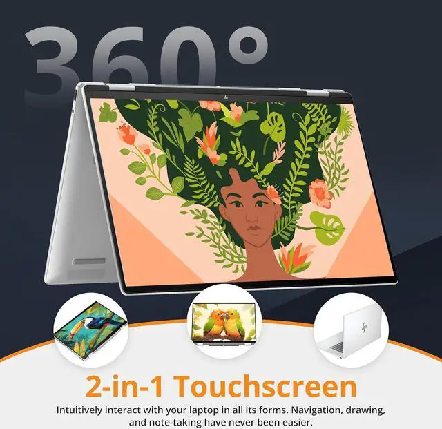 Alt view image 5 of 7 - HP Envy x360 2-in-1 16" WUXGA Touchscreen Laptop, Intel Ultra 7 155U, 16GB LPDDR5, 1.28TB Storage(1TB SSD+288GB Docking Station Set), Backlit Keyboard, Privacy Camera, Wi-Fi 6E, Win 11 Home, Silver