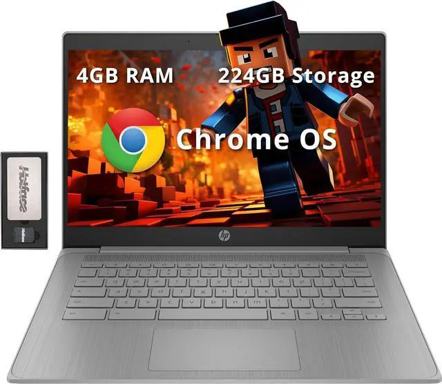 Main image of HP Chromebook 14" HD Laptop for Business & Students, Intel Celeron N4120, 4GB LPDDR4, 224GB Storage(64GB eMMC+160GB Docking Station), UHD Graphics, Webcam, Long Battery Life, Chrome OS, Modern Gray