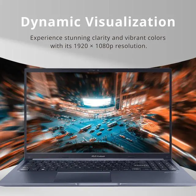 Alt view image 3 of 7 - ASUS VivoBook 15 Laptop, 15.6" FHD Display, Intel i5-1240P, 16GB RAM, 2TB SSD, Intel Iris Xe Graphics, Backlit Keyboard, Fingerprint Reader, HDMI, Win 11 Pro, Blue, 32GB Hotface USB Card