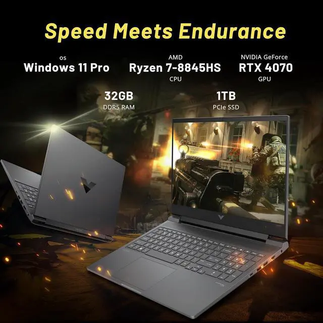 Alt view image 3 of 7 - HP Victus 16.1" FHD 144Hz Gaming Laptop, AMD Ryzen 7-8845HS, 32GB DDR5, 1TB SSD, NVIDIA GeForce RTX 4070, Backlit Keyboard, FHD Camera, Wi-Fi 6, Win 11 Pro, Silver, 256GB Docking Station Set