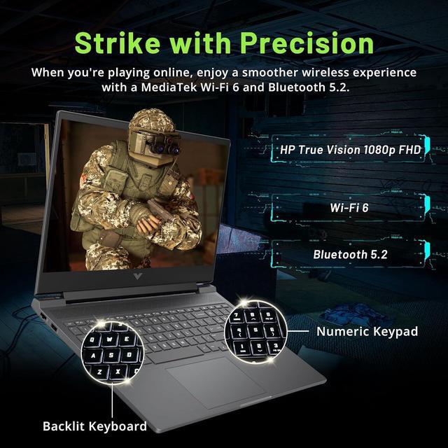 Alt view image 5 of 7 - HP Victus 16.1" FHD 144Hz Gaming Laptop, AMD Ryzen 7 8845HS, 16GB DDR5, 512GB SSD, NVIDIA GeForce RTX 4070, Backlit Keyboard, 1080p HD Webcam, Win 11 Home, Mica Silver, 256GB Docking Station Set