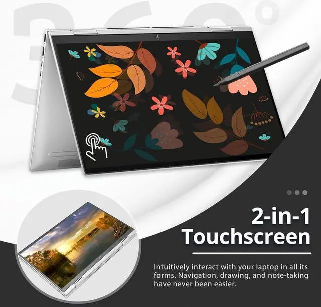 Alt view image 2 of 7 - HP Envy x360 2-in-1 15.6'' FHD Touchscreen Laptop, Intel i7-1355U, 16GB LPDDR5 RAM, 1TB PCIe SSD, Intel Iris Xe Graphics, Backlit KB, 5MP IR Camera, Win 11, Silver, 32GB Hotface USB Card