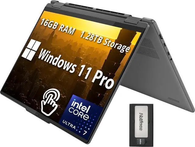 Main image of Lenovo Yoga 7i 2-in-1 16" 2K Touchscreen Laptop, Intel Ultra 7 155U, 16GB LPDDR5X, 1.28TB Storage(1TB SSD +288GB Docking Station Set), Backlit Keyboard, Fingerprint Reader, WiFi 6E, Win 11 Pro, Grey