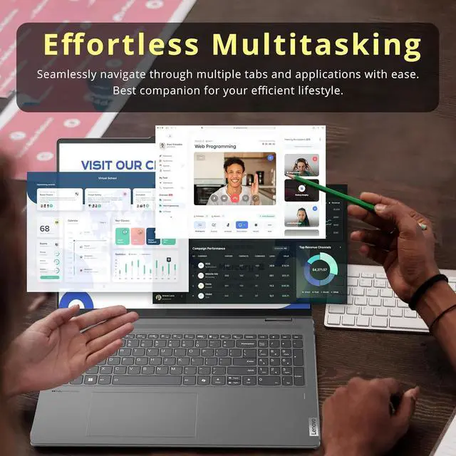 Alt view image 6 of 7 - Lenovo Yoga 7i 2-in-1 16" 2K Touchscreen Laptop, Intel Ultra 7 155U, 16GB LPDDR5X, 1.28TB Storage(1TB SSD +288GB Docking Station Set), Backlit Keyboard, Fingerprint Reader, WiFi 6E, Win 11 Pro, Grey