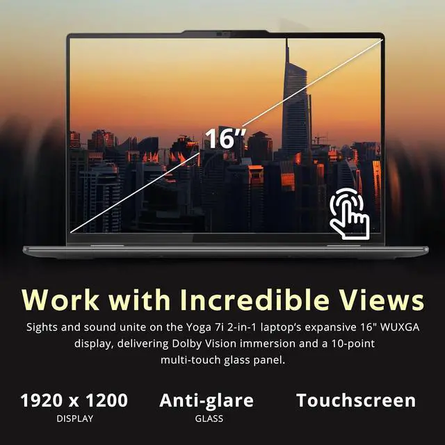 Alt view image 5 of 7 - Lenovo Yoga 7i 2-in-1 16" 2K Touchscreen Laptop, Intel Ultra 5 125U, 16GB LPDDR5X, 2.28TB Storage(2TB SSD +288GB Docking Station Set), Backlit Keyboard, Fingerprint Reader, WiFi 6E, Win 11 Pro, Grey