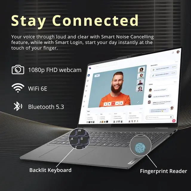 Alt view image 6 of 7 - Lenovo Yoga 7i 2-in-1 16" 2K Touchscreen Laptop, Intel Ultra 5 125U, 16GB LPDDR5X, 2.28TB Storage(2TB SSD +288GB Docking Station Set), Backlit Keyboard, Fingerprint Reader, WiFi 6E, Win 11 Pro, Grey