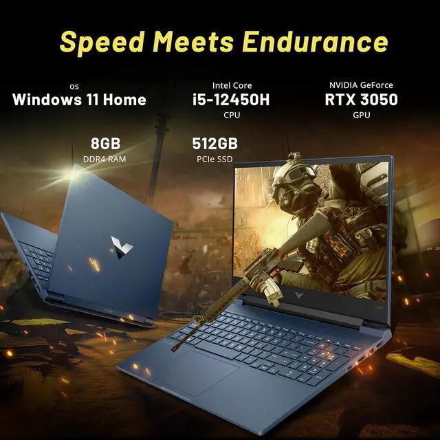 Alt view image 3 of 7 - HP Victus 15.6" 144Hz FHD Gaming Laptop, Intel Core i5-12450H, 32GB RAM, 1TB PCIe SSD, NVIDIA GeForce RTX 3050, Backlit Keyboard, Windows 11 Home, Blue, 256GB Docking Station Set