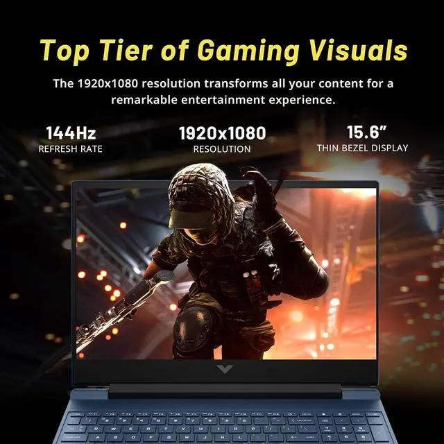 Alt view image 5 of 7 - HP Victus 15.6" 144Hz FHD Gaming Laptop, Intel Core i5-12450H, 32GB RAM, 1TB PCIe SSD, NVIDIA GeForce RTX 3050, Backlit Keyboard, Windows 11 Home, Blue, 256GB Docking Station Set