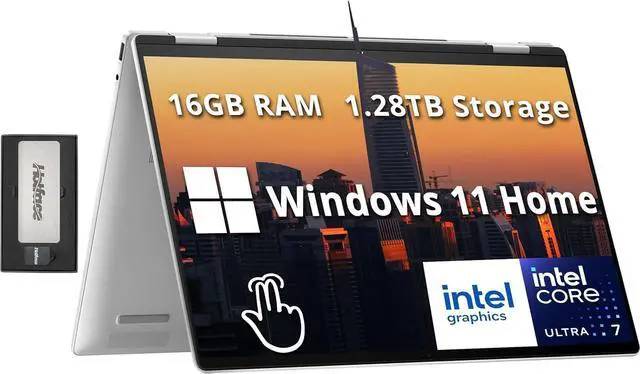 Main image of HP Envy x360 2-in-1 16" WUXGA Touchscreen Laptop, Intel Ultra 7 155U, 16GB LPDDR5, 1.28TB Storage(1TB SSD+288GB Docking Station Set), Backlit Keyboard, Privacy Camera, Wi-Fi 6E, Win 11 Home, Silver