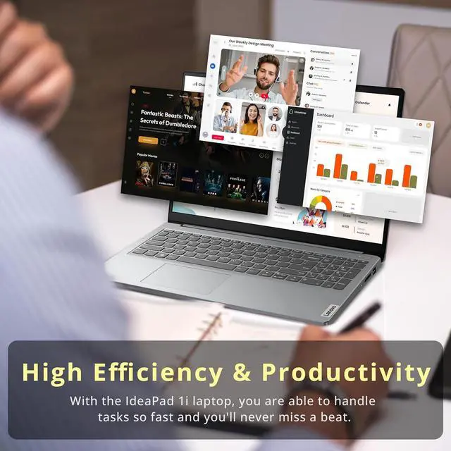 Alt view image 6 of 7 - Lenovo IdeaPad 1i 15.6" FHD Business Laptop, Intel i5-1235U, 16GB RAM, 1.28TB Storage (1TB SSD+288GB Docking Station Set), Intel Iris Xe Graphics, Number Pad, HD Camera, WiFi 6, Win 11 Home, Gray