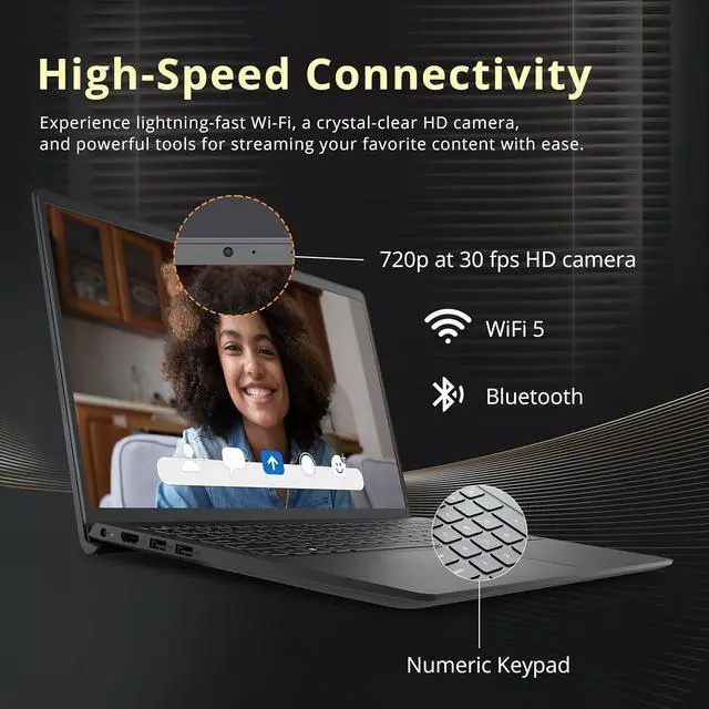 Alt view image 5 of 7 - Dell Inspiron 15.6" Touchscreen Laptop, Intel i5-1235U, 32GB RAM, 1.28GB Storage(1TB SSD+288GB Docking Station Set), Intel UHD Graphics, Numeric Keypad, 720p HD Webcam, Wi-Fi, Windows 11 Pro, Black