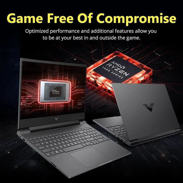 Alt view image 4 of 7 - HP Victus 15.6" FHD 144Hz Gaming Laptop, AMD Ryzen 5-7535HS, 64GB DDR5 RAM, 2TB PCIe SSD, AMD Radeon RX 6550M, Backlit Keyboard, Windows 11 Pro, Mica Silver, 256GB Docking Station Set