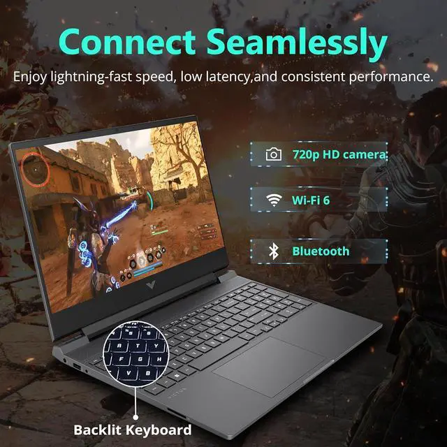 Alt view image 6 of 7 - HP Victus 15.6" FHD 144Hz Gaming Laptop, AMD Ryzen 5-7535HS, 64GB DDR5 RAM, 2TB PCIe SSD, AMD Radeon RX 6550M, Backlit Keyboard, Windows 11 Pro, Mica Silver, 256GB Docking Station Set