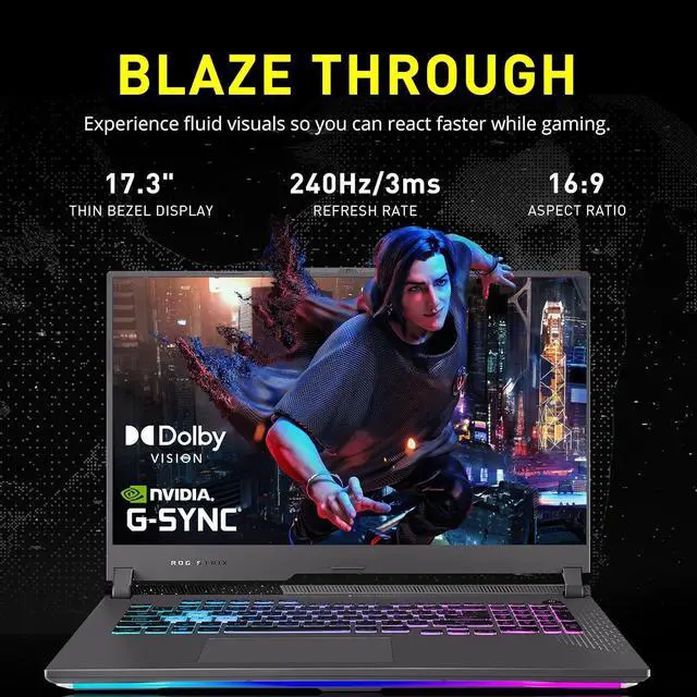 Alt view image 4 of 7 - ASUS ROG Strix G17 Gaming Laptop, 17.3" QHD 240Hz Display, AMD Ryzen 9 7940HX, GeForce RTX 4070, 16GB DDR5, 1TB SSD, RGB Backlit Keyboard, Wi-Fi 6E, Win 11 Pro, Gray, 256GB Docking Station Set