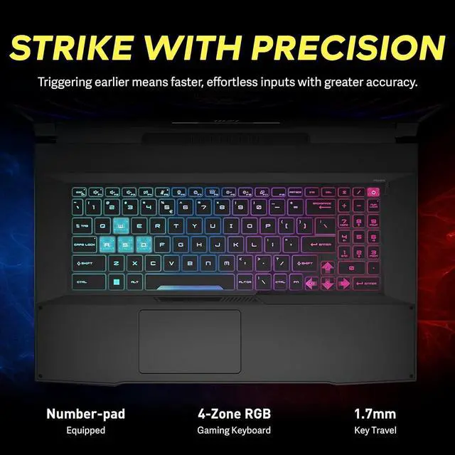 Alt view image 5 of 7 - MSI Katana 17 17.3" 144Hz FHD Gaming Laptop, Intel I7-13620H, 32GB DDR5, 2TB SSD, GeForce RTX 4060, Backlit Keyboard, Cooler Boost 5, Webcam, Wi-Fi 6, Win 11 Pro, Black, 256GB Docking Station Set