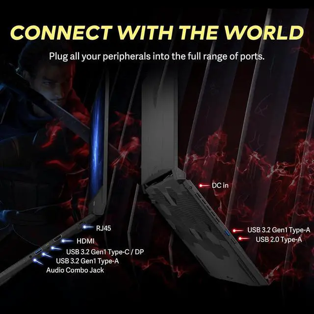 Alt view image 7 of 7 - MSI Katana 15.6" FHD 144Hz Gaming Laptop, Intel i7-13620H, NVIDIA GeForce RTX 4060 8GB, 16GB DDR5, 1TB PCIe SSD, 4-Zone RGB Keyboard, Webcam, Wi-Fi 6, Win 11 Pro, Black, 256GB Docking Station Set