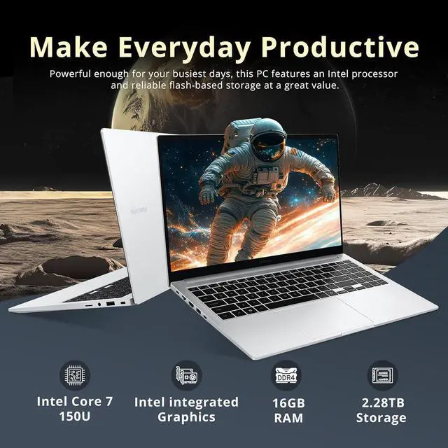 Alt view image 3 of 7 - SAMSUNG Galaxy Book4 15.6" FHD Laptop, Intel Core 7 150U, 16GB LPDDR4X, 2.28TB Storage(2TB PCIe SSD +288GB Docking Station Set), Fingerprint Reader, Backlit Keyboard, Win 11 Pro, Silver