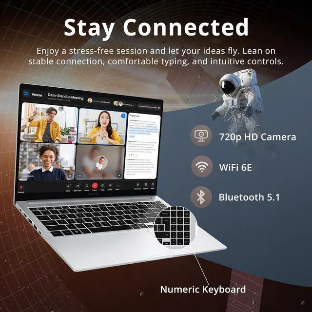 Alt view image 5 of 6 - SAMSUNG Galaxy Book4 15.6" FHD Laptop, Intel Core 7 150U, 16GB LPDDR4X, 800GB Storage(512GB PCIe SSD +288GB Docking Station Set), Fingerprint Reader, Backlit Keyboard, Win 11 Home, Silver