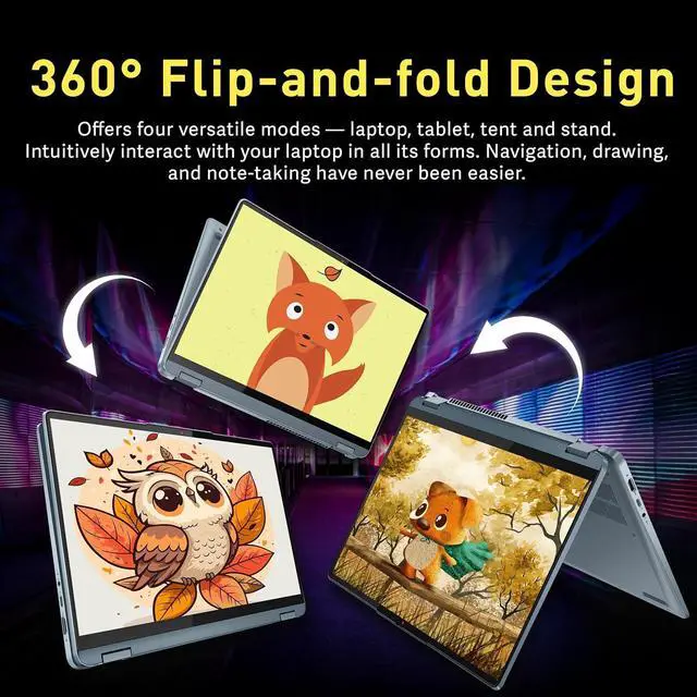 Alt view image 4 of 7 - Lenovo Flex 7i 14" 2-in-1 Touchscreen Laptop, Intel i7-1355U, 16GB LPDDR4X, 2.28TB Storage (2TB SSD+288GB Docking Station Set), Backlit Keyboard, Fingerprint Reader, Wi-Fi 6E, Win 11 Pro, Stone Blue