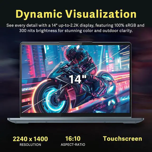Alt view image 5 of 7 - Lenovo Flex 7i 14" 2-in-1 Touchscreen Laptop, Intel i7-1355U, 16GB LPDDR4X, 2.28TB Storage (2TB SSD+288GB Docking Station Set), Backlit Keyboard, Fingerprint Reader, Wi-Fi 6E, Win 11 Pro, Stone Blue