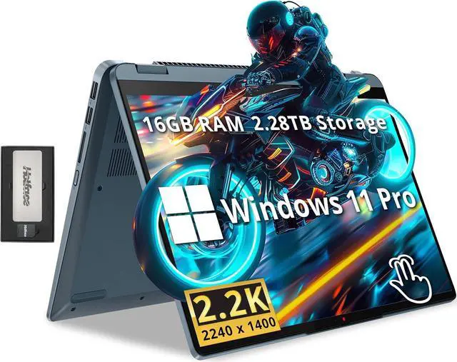 Main image of Lenovo Flex 7i 14" 2-in-1 Touchscreen Laptop, Intel i7-1355U, 16GB LPDDR4X, 2.28TB Storage (2TB SSD+288GB Docking Station Set), Backlit Keyboard, Fingerprint Reader, Wi-Fi 6E, Win 11 Pro, Stone Blue
