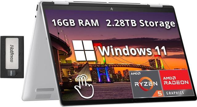 Main image of HP Envy 2-in-1 14" WUXGA Touchscreen Laptop, AMD Ryzen 5 8640HS, 16GB LPDDR5, 2.28TB Storage (2TB SSD+288GB Docking Station Set), AMD Radeon Graphics, Backlit Keyboard, Wi-Fi 6E, Win 11 Home, Silver